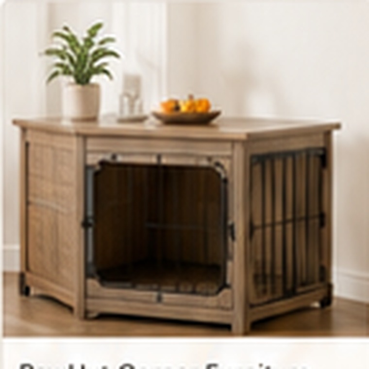PawHut Wooden Dog Cage End Table with 2 Opening Sides