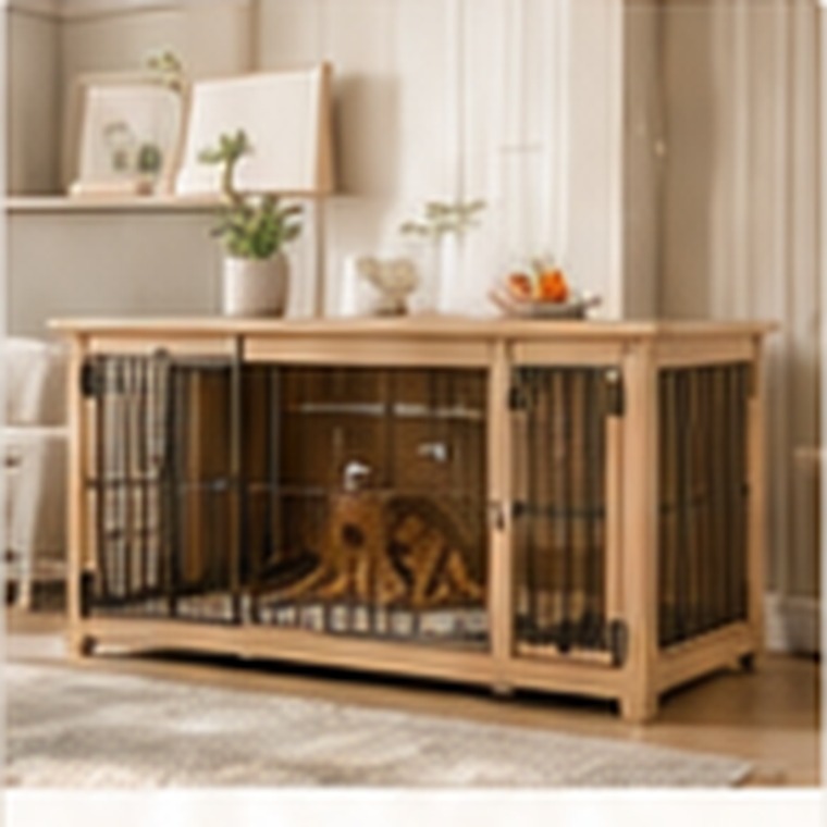 PawHut Furniture Style Dog Crate End Table with Cushion