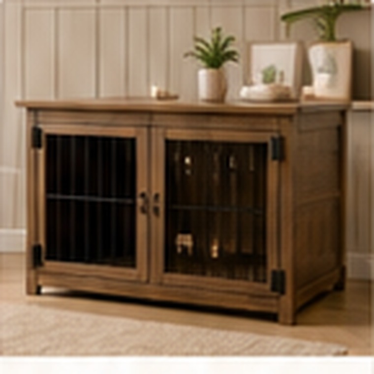 PawHut Double Dog Crate Furniture for Large or Small Dogs